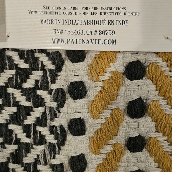 Patina Vie Decorative Interior 100% Cotton Accent Rug Black And Yellow 27"x45" - Picture 13 of 15